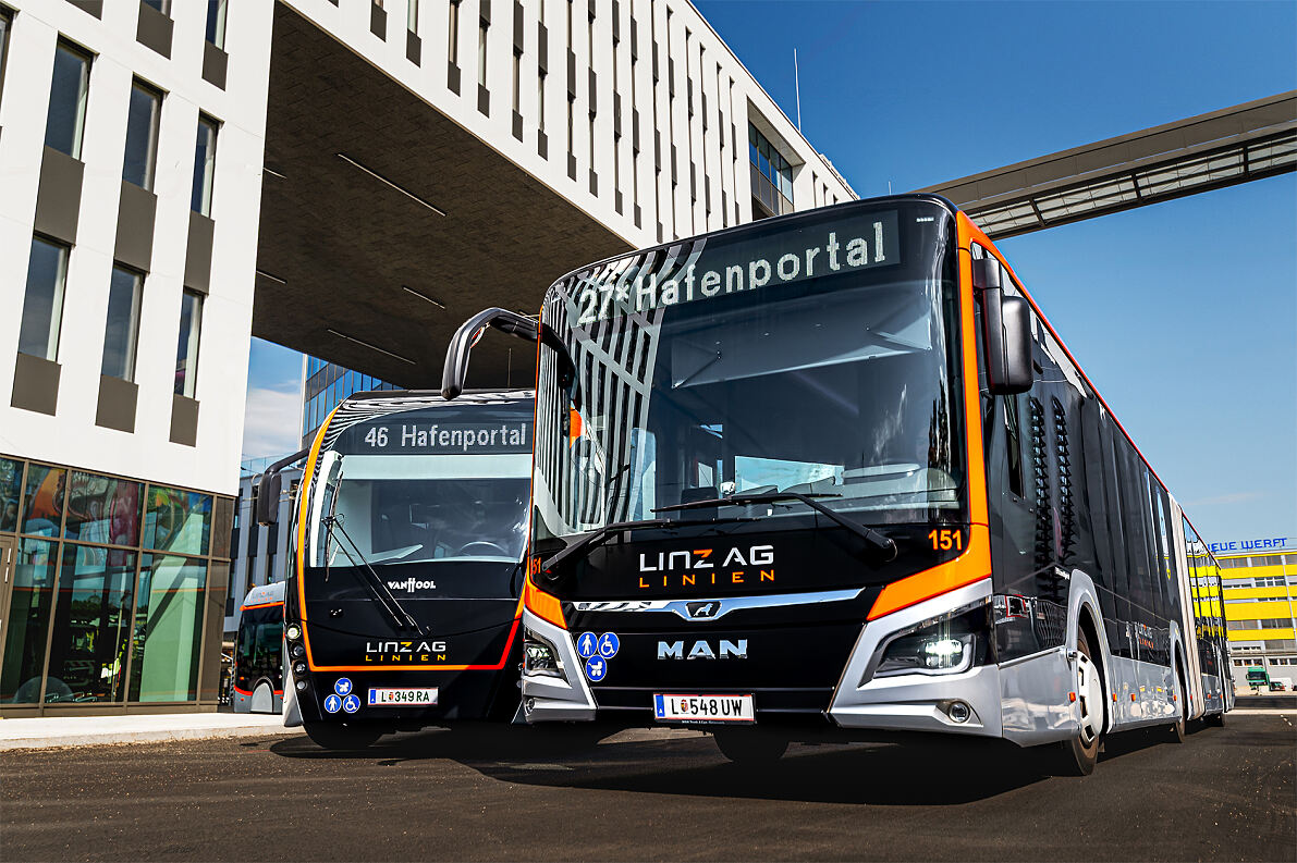 Die Linien 46, 27* und N83 erschließen das Hafenportal.