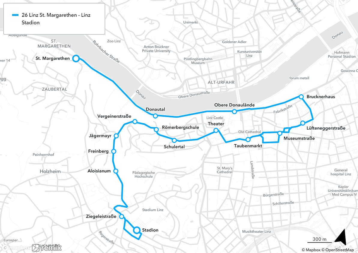Plan Routenführung Linie 26